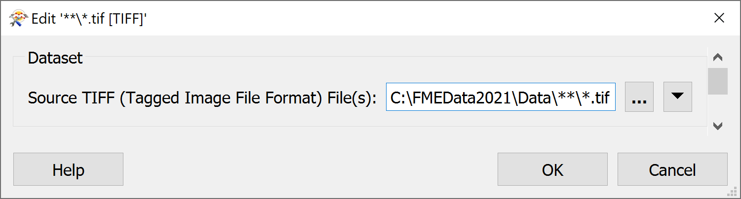 Using a glob pattern in the Source dataset parameter